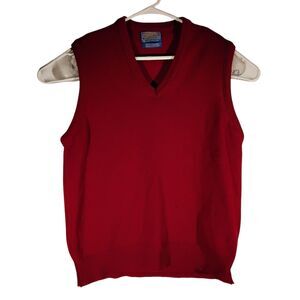Pendleton sweater vest mens M Medium red wool vintage made in USA v-neck